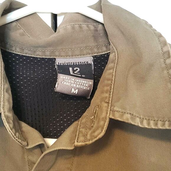 Vtg 90s Levis Levi Straus L2 Mens Medium Beige Khaki LS Cotton Jacket - Picture 2 of 5